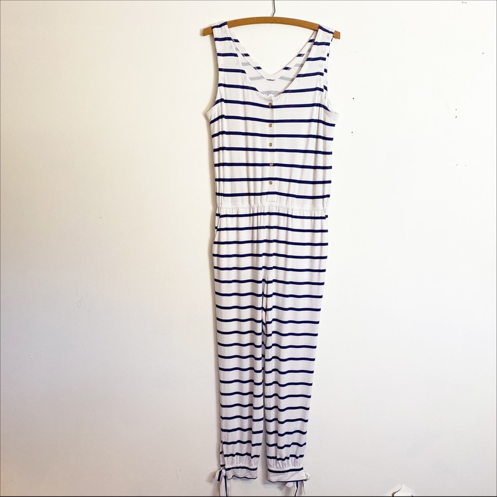 Mott 50 UPF 50+ Navy And White Striped Beach Jumpsuit